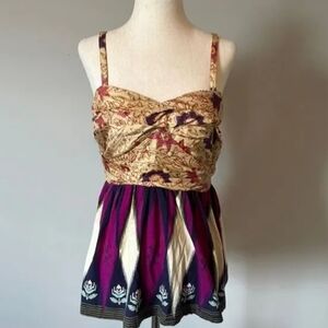 Floral silk top with detachable shoulder straps